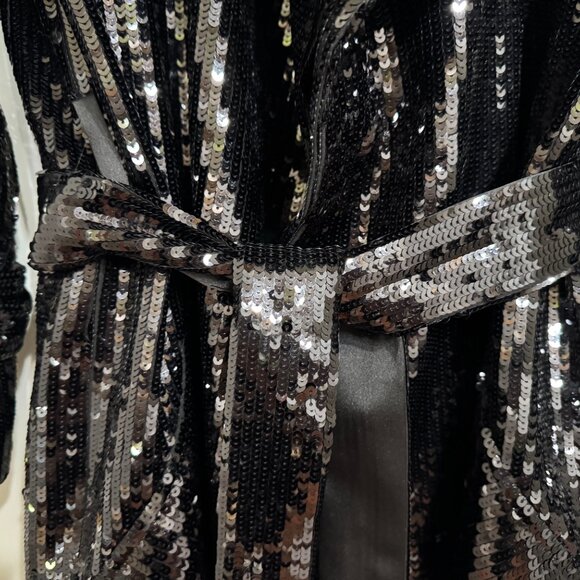 NWT Alice + Olivia Sequin Embellished Trench Coat Size S - Picture 5 of 8